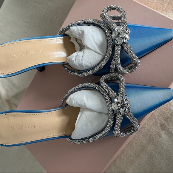 Mach and Mach leather double bow mules LED blue - Picture 3 of 6